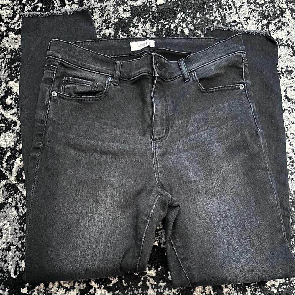 😍 EUC Loft sz 10 Black Modern Skinny Denim Jeans Stretchy! Look 👀